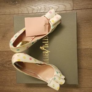 Linen Off White Peep Toe Muticolor Palter DeLISO Pump